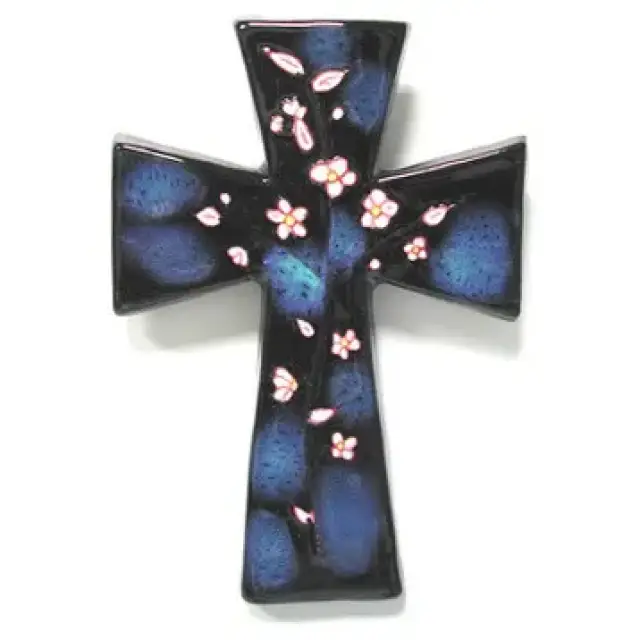 Kruisje Keramiek 15 X 11 Cm Donkerblauw