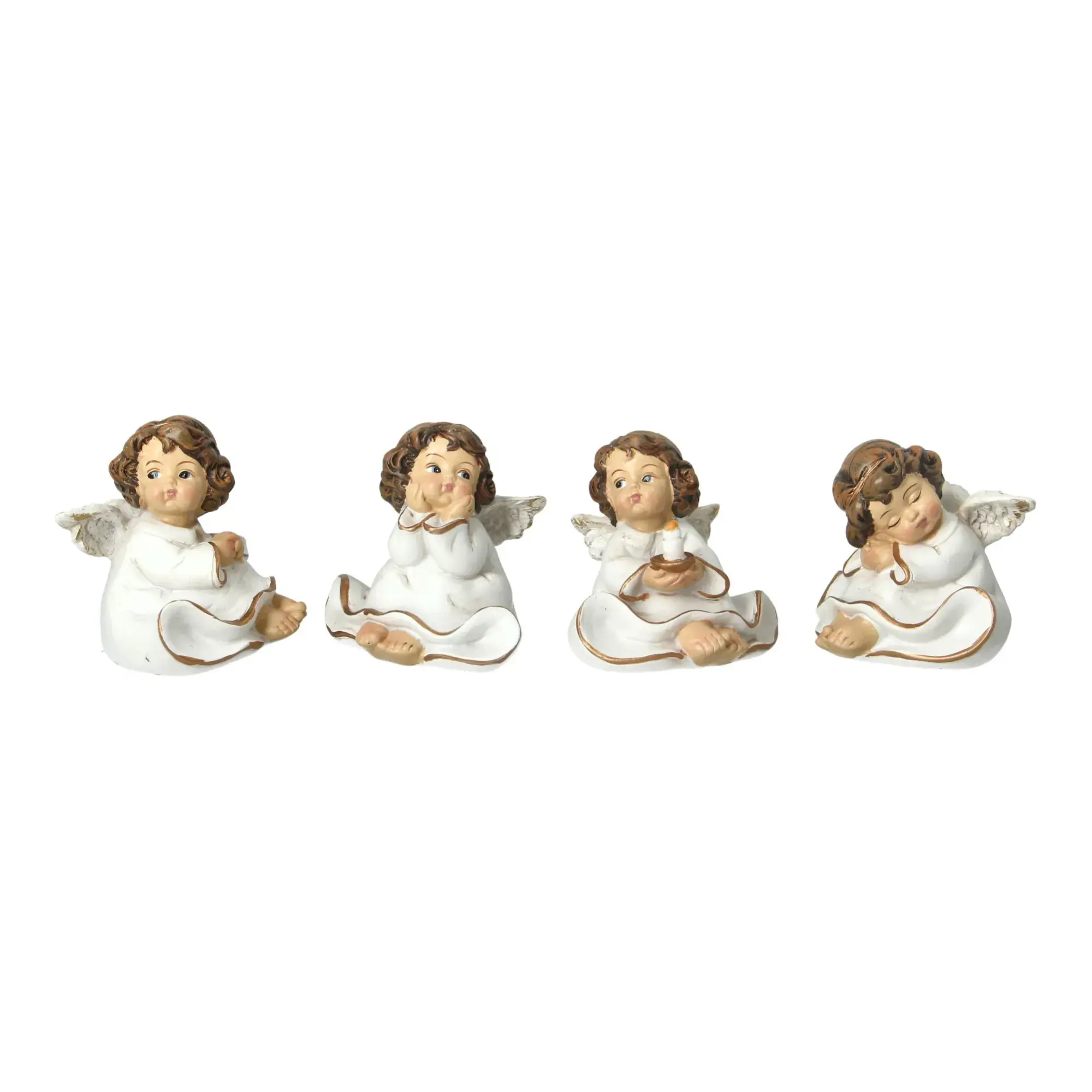 Beige en gouden engel 7,5 cm
