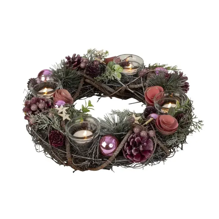 Adventskrans Roze decoratie 34 Cm