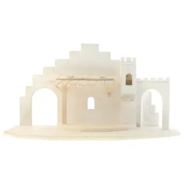 Houtsnijwerk stal (75 x 43 x 35cm) voor figuren van 15 cm