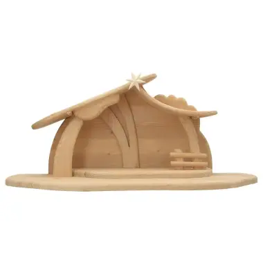 Kerststal (64 x 28 cm) voor figuren van 12 Cm - Natuur houtkleur