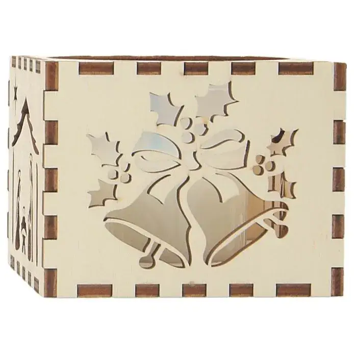 Wooden candle holder with nativity