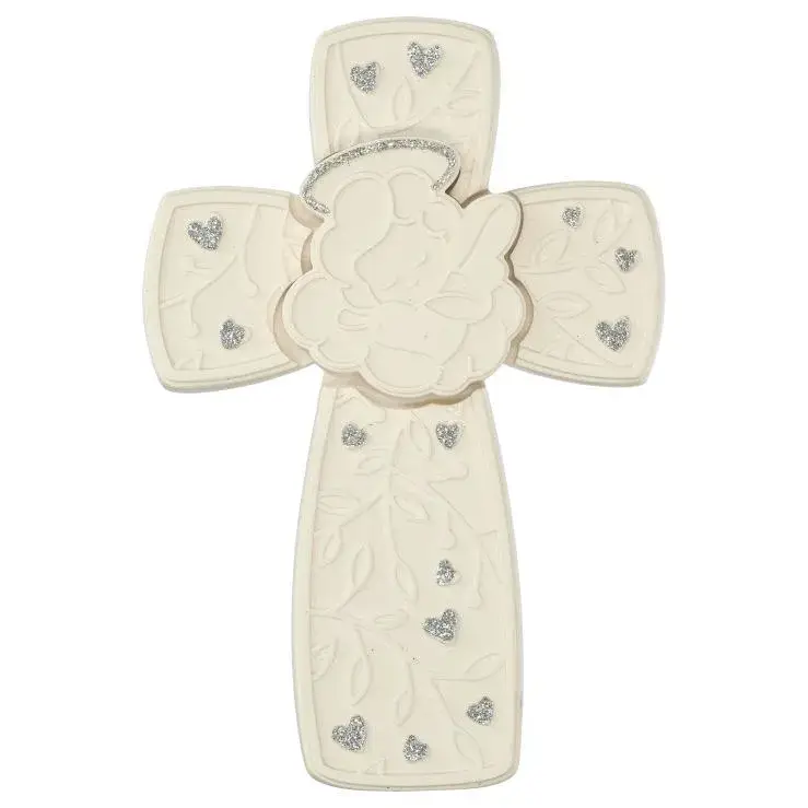 White cross guardian angel 10 x 15 cm