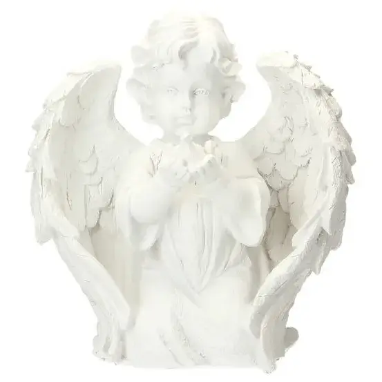 Ange avec oiseau Ht 28 cm - 2 / set