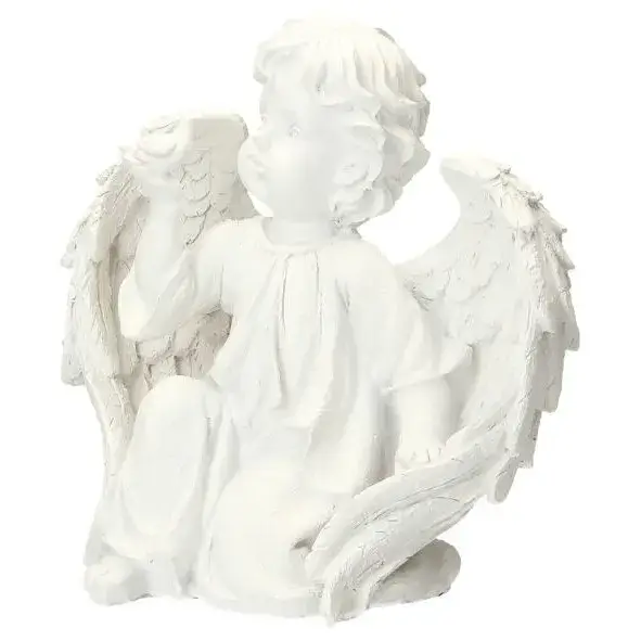 Ange avec oiseau Ht 28 cm - 2 / set