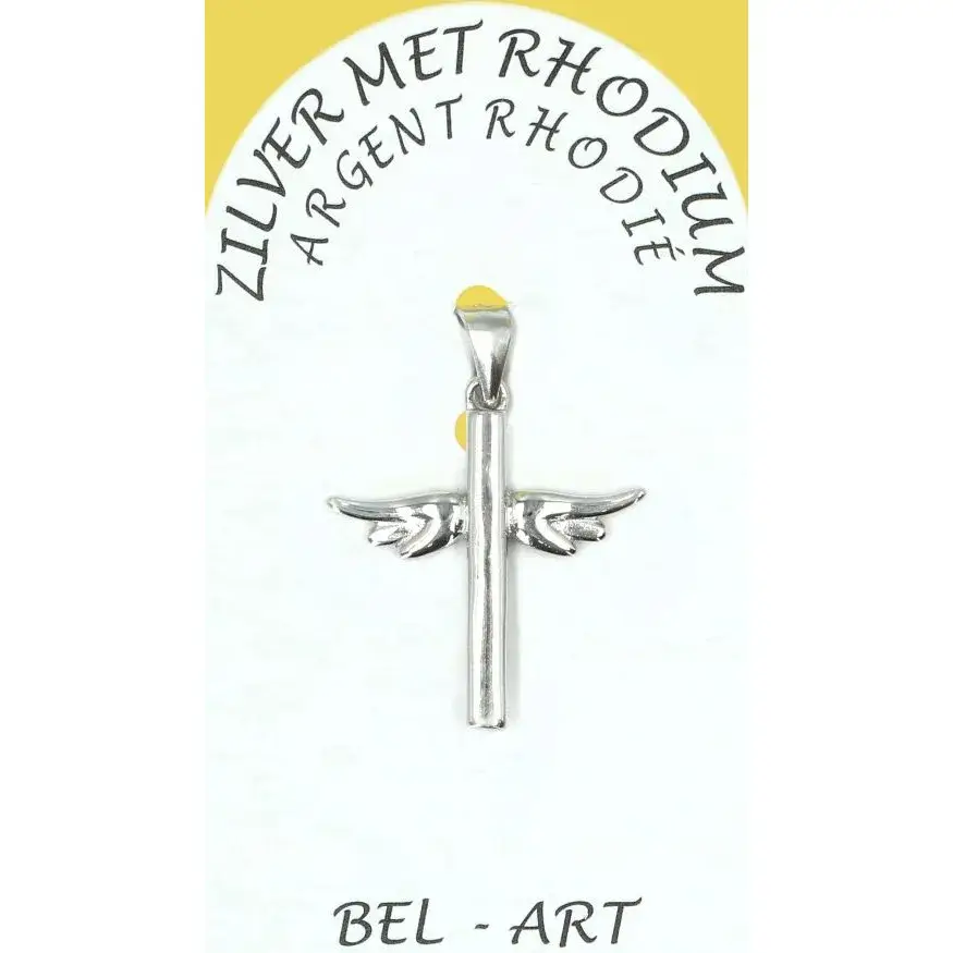 Croix avec ailes argent rhodié- 20 X 20 mm