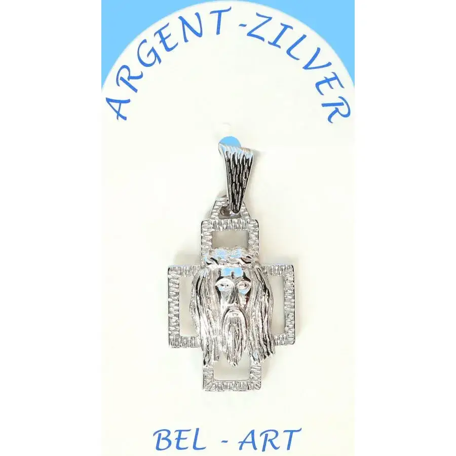 Croix Argent - tête de Christ - 25 x 16 mm