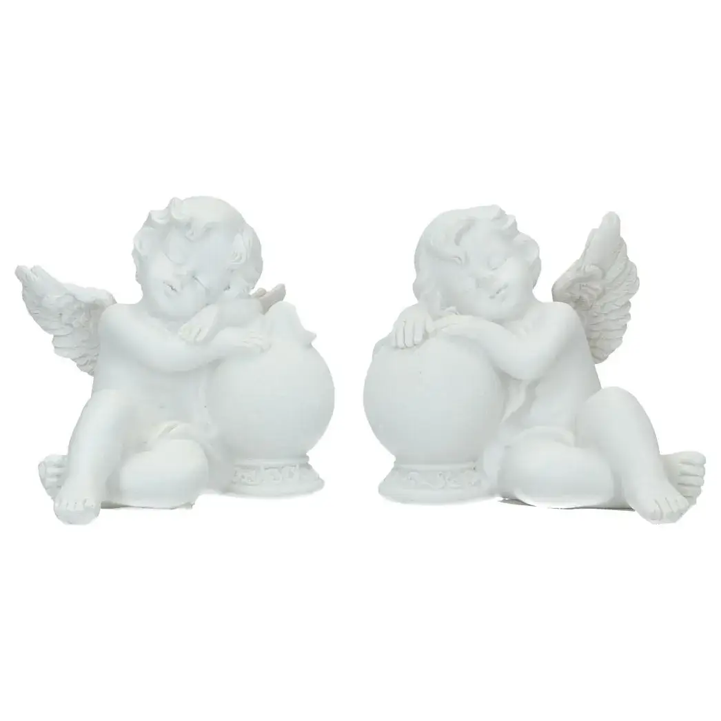 Ange assis / boule 9 X 7 X H 8 cm - 2 / set