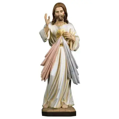 Statue en bois sculpté Christ Miséricordieux 18 cm couleur