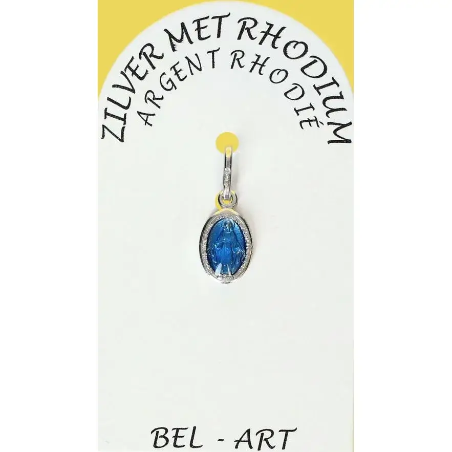 Médaille Argent Rhodié - Miraculeuse - 10 mm - Email Bleu