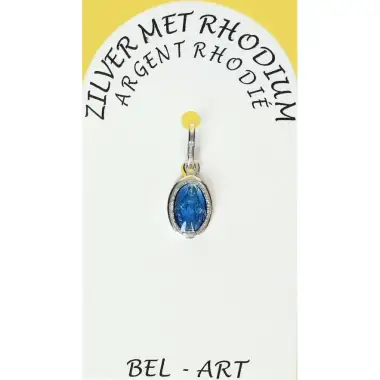 Médaille Argent Rhodié - Miraculeuse - 10 mm - Email Bleu