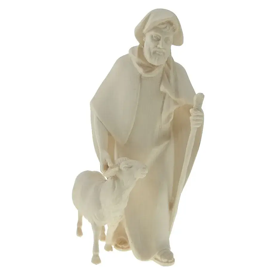 Shepherd With Sheep And Baton for nativity figurines of 16 cm Natural