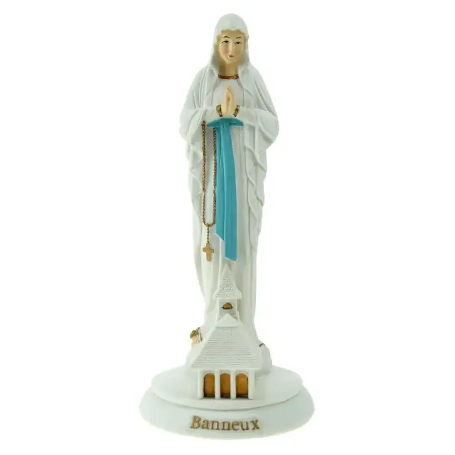 Statue our Lady of Banneux Chapel and 20 cm (0,65 feet) colored resin