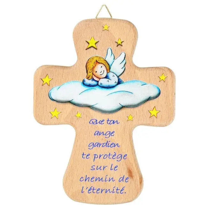 Kruisbeeld 14x10 cm Que Ton Ange Gardien ... - Blauw