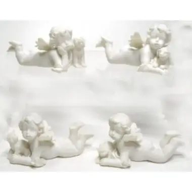 Engel liggend + diertje - 9.5 X H 4.5 cm - 4 / set