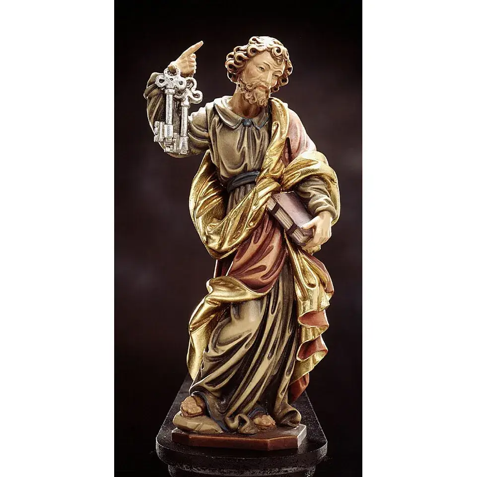 Houtsnijwerk H Petrus 20 Cm Gekleurd