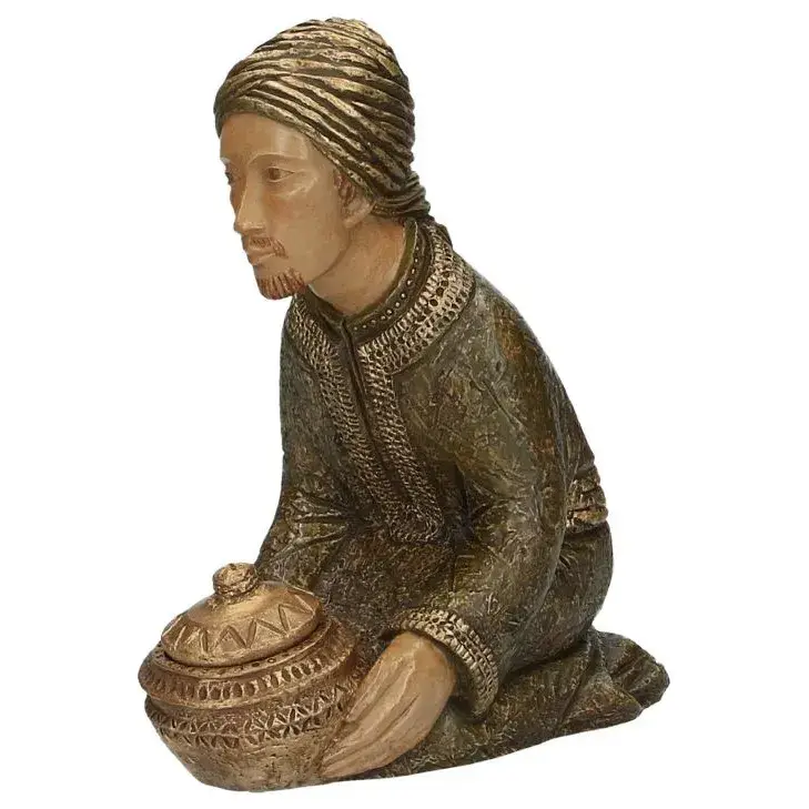 Mage Gaspar à genou - 23 cm - vert bronze