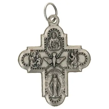 Cross various Saints 26 mm silver Metal