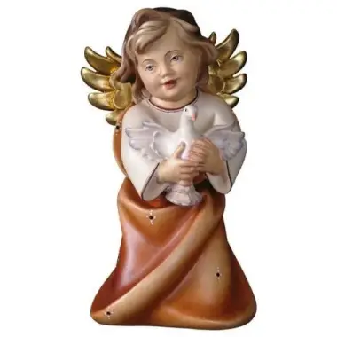 Houtsnijwerk Engel Met Duif 7.5 Cm / Gekleurd assorti