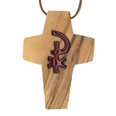 Cross on cord 50 x 35 mm Olive wood