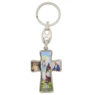Sleutelhanger Kruis Versch. Banneux - Wonderbare - Barmh. Kristus