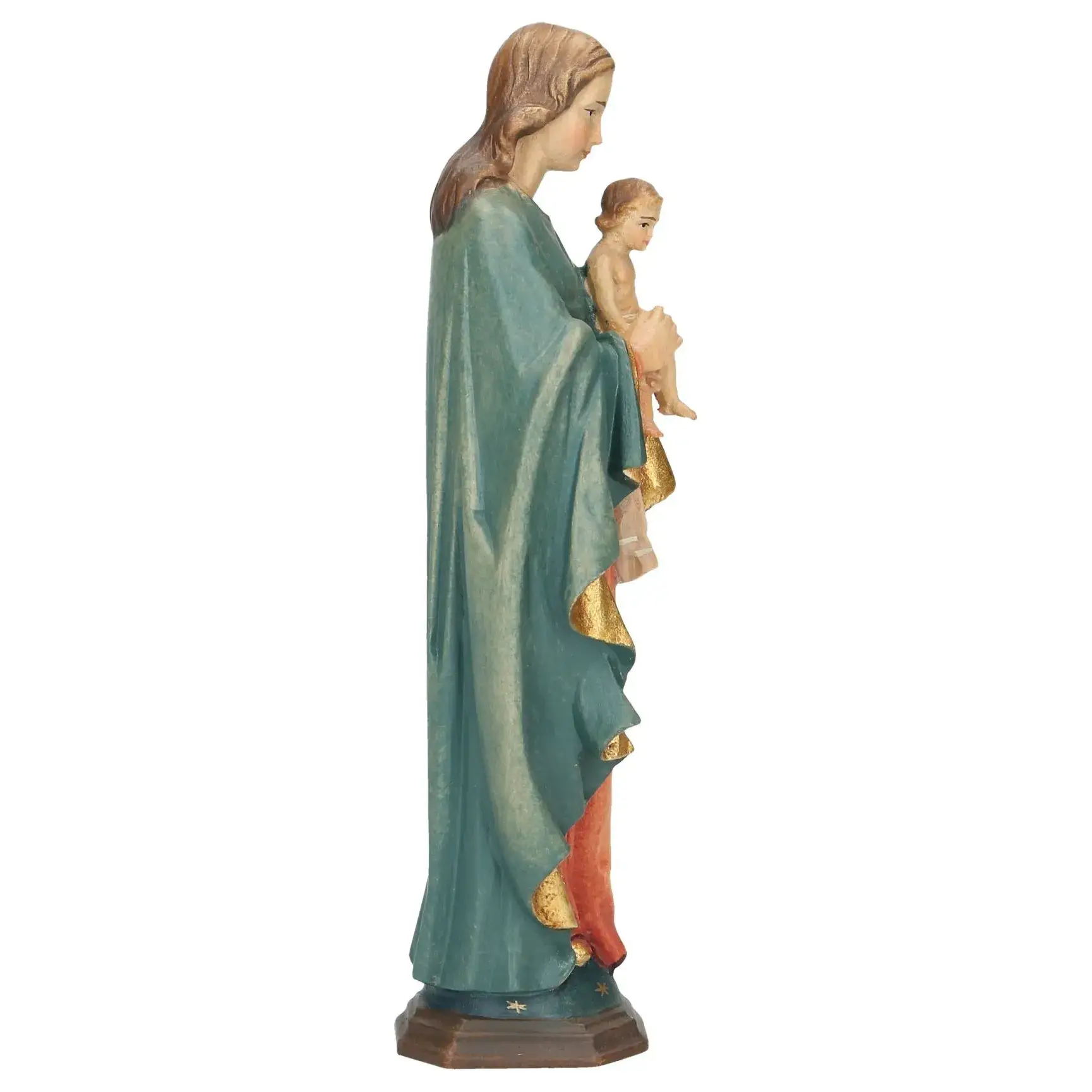 Bois sculpté Vierge et enfant - 20 cm polychrome
