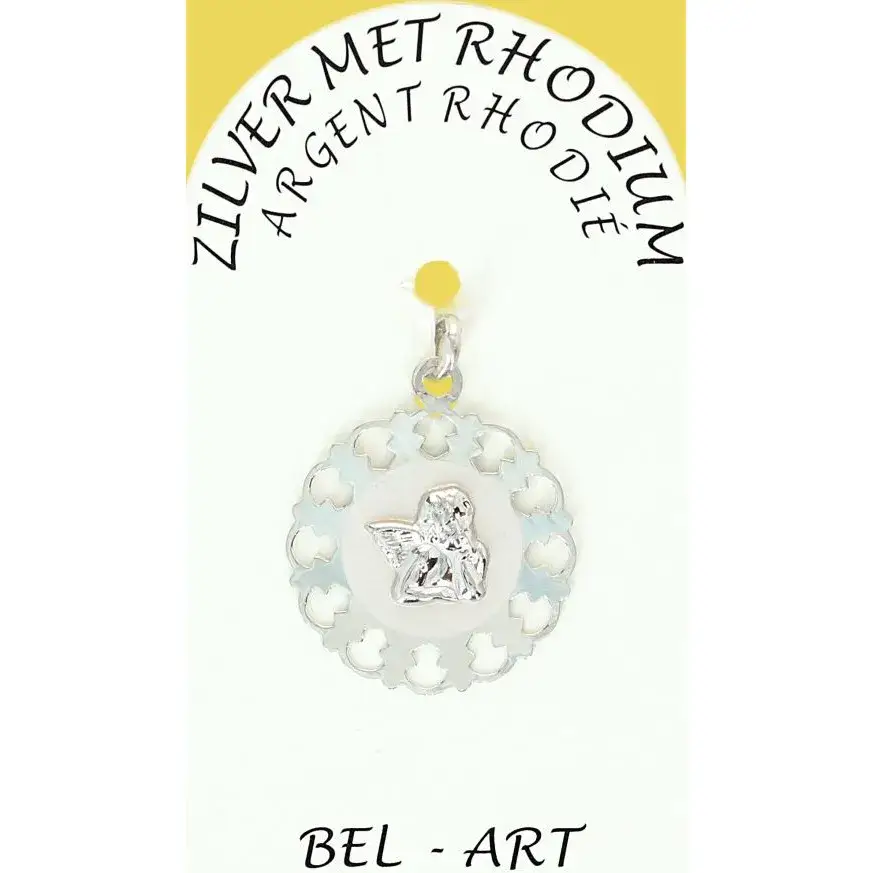 Médaille Argent Rhodié - Ange 20 mm