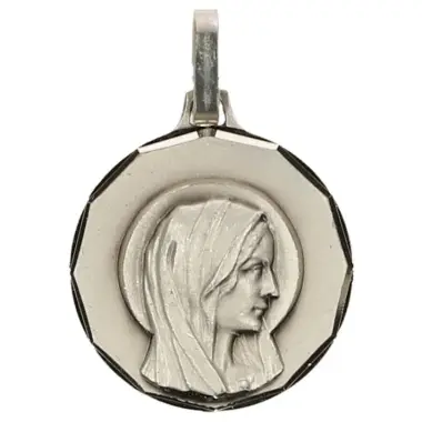 Medaille O.L.V. - 16 mm - Metaal Verzilverd