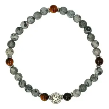 Bracelet sur élastique Jaspe et oeil de tigre 8 mm