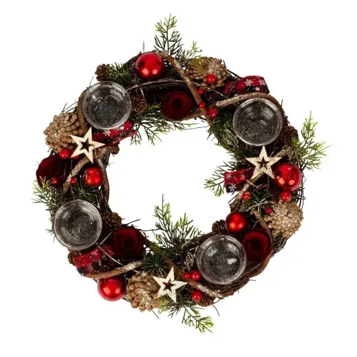 Advent wreath Red decoration 34Cm