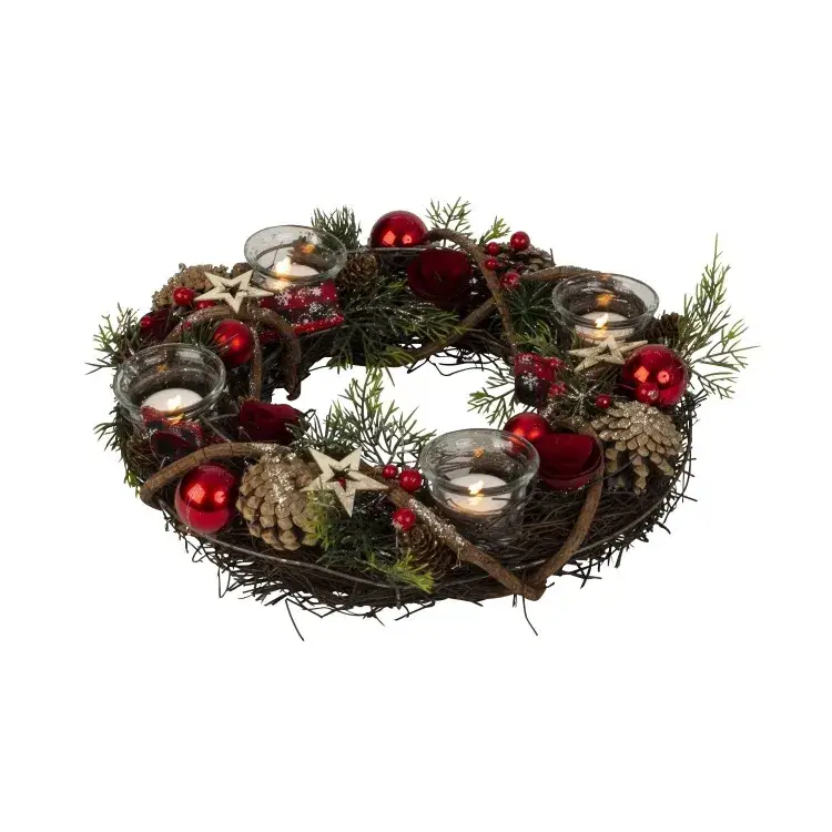 Advent wreath Red decoration 34Cm