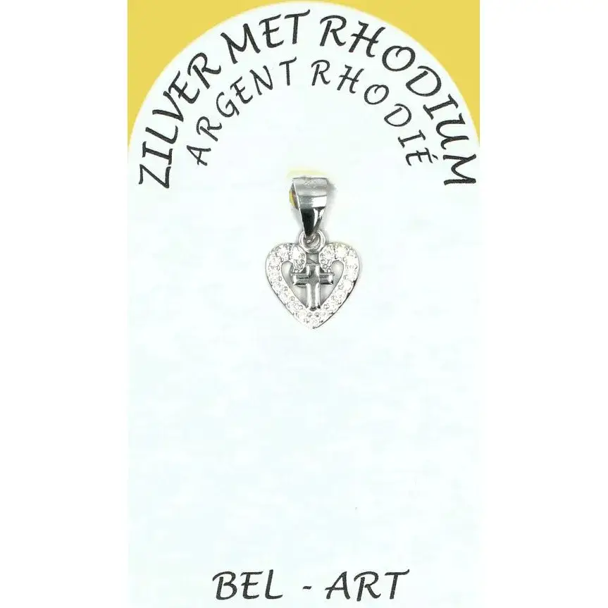 Médaille coeur avec croix en argent 10 mm