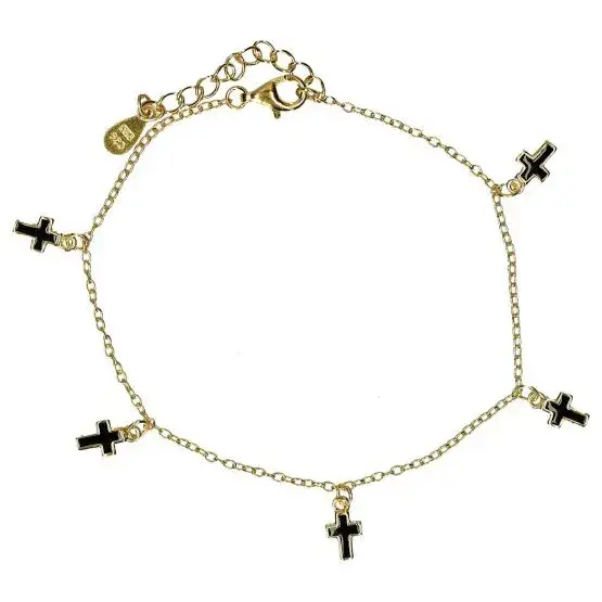 Bracelet plaqué or avec croix noires