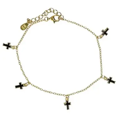 Bracelet plaqué or avec croix noires