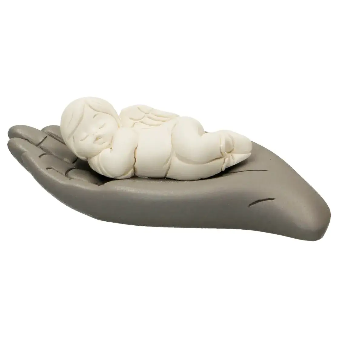 God's hand with sleeping baby angel 12 x4 cm grey