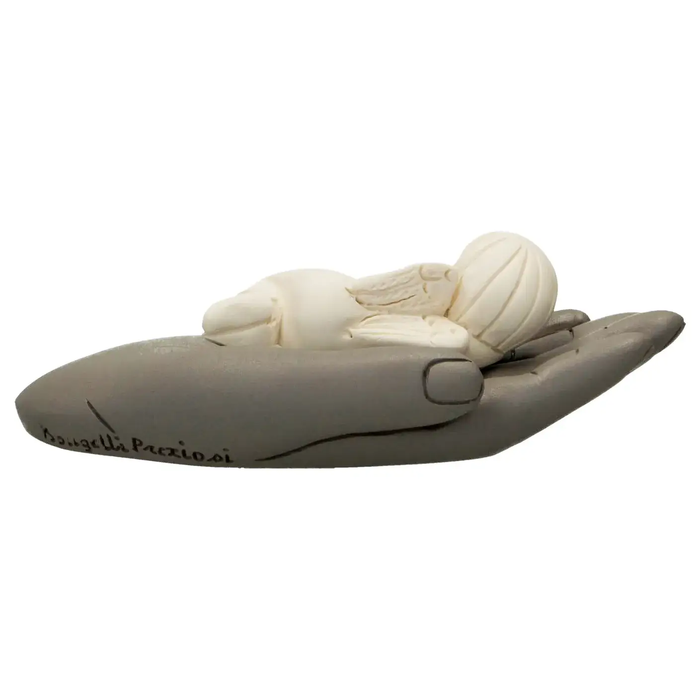 God's hand with sleeping baby angel 12 x4 cm grey