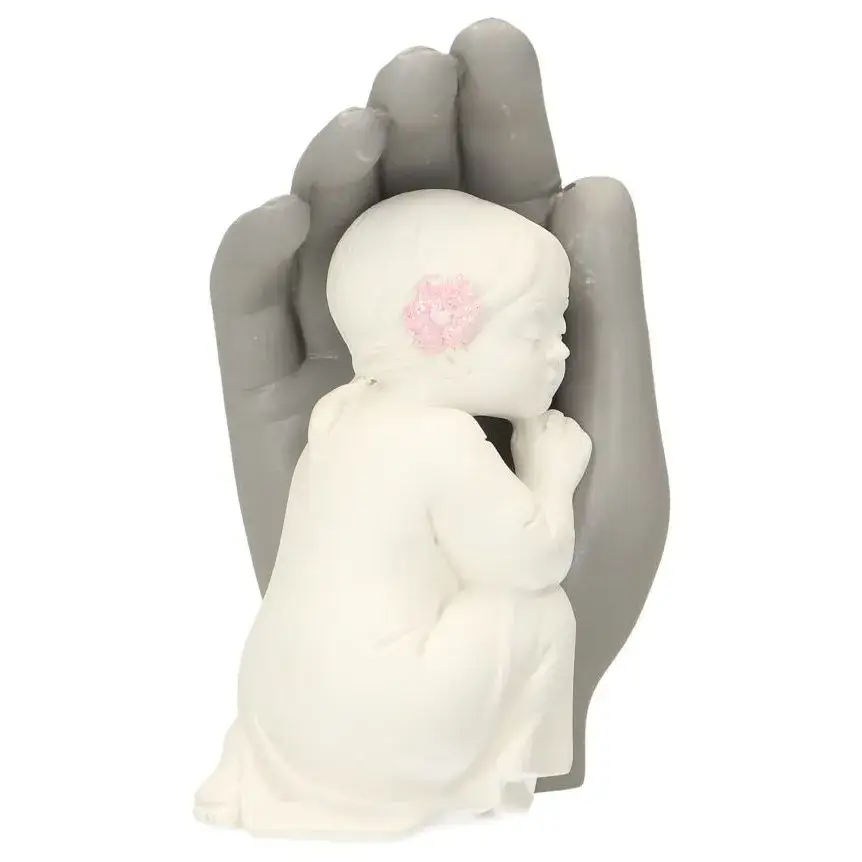 Enfant dans une main couchée 10.5 cm gris