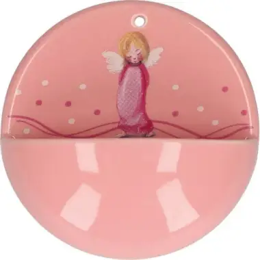 Benitier porcelaine 10 cm Rose ange