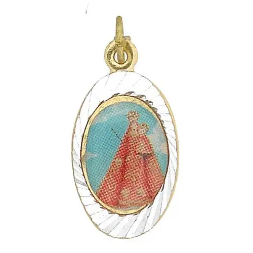 Médaille - Vierge + Enfant - Métal Doré + Email