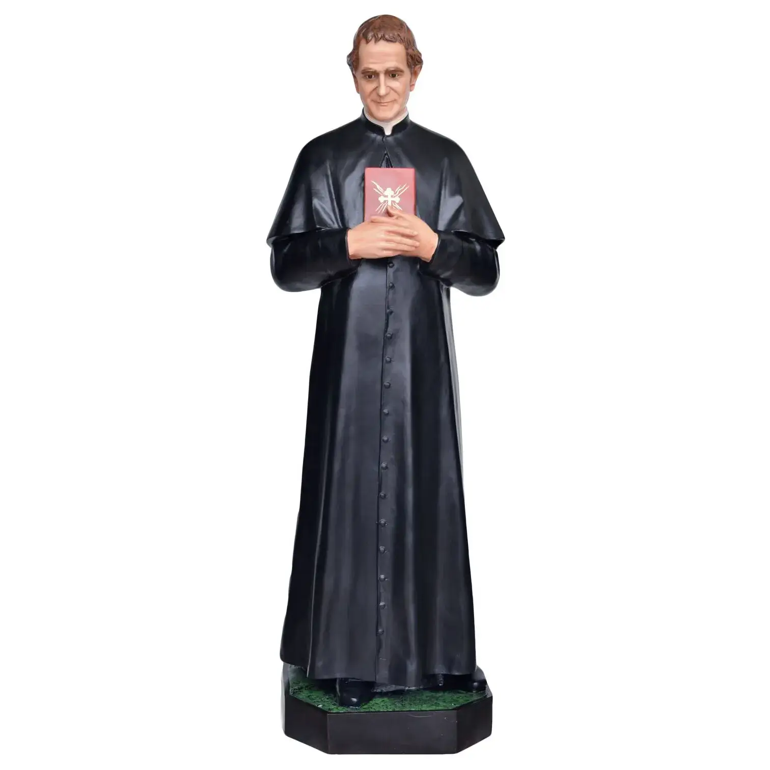 Statue Don Bosco 170 cm with Dominic en fibre de verre