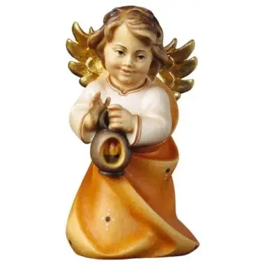 Houtsnijwerk Engel Met Lantaarn 7.5 Cm/Gekleurd + Doos