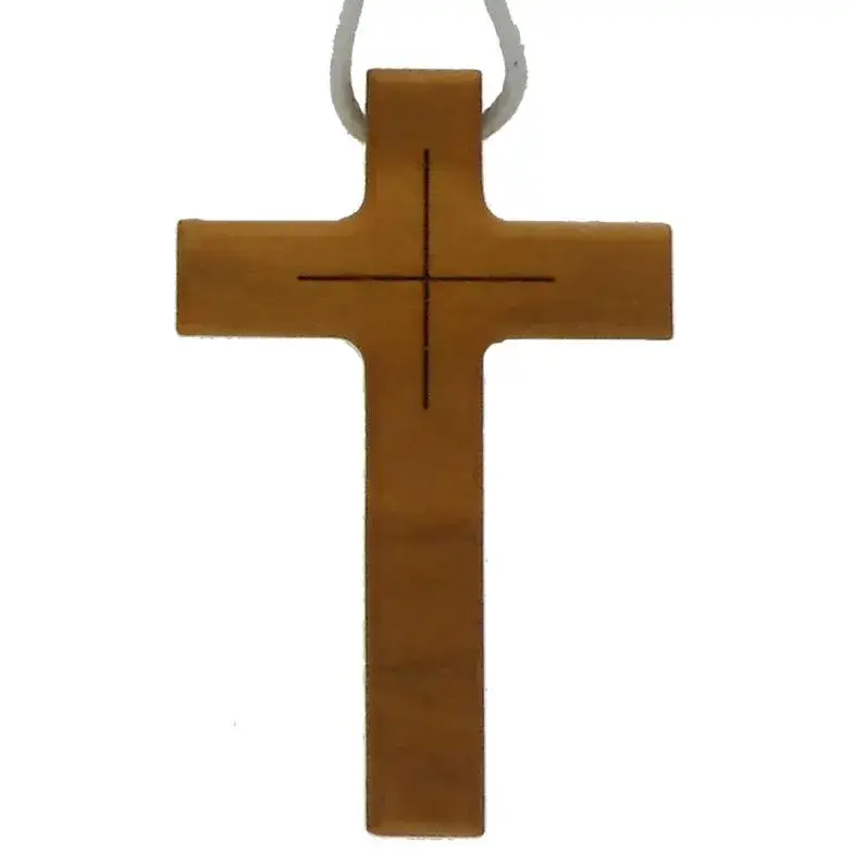 Croix d'aube en bois d'olivier - 44 x 29 mm