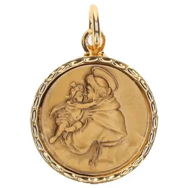 Medaille H Antonius - 18 mm - Email/Verguld