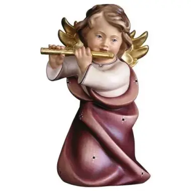 Houtsnijwerk Engel Met Fluit 7.5 Cm / Gekleurd