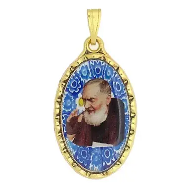 Médaille 25 mm Ov - St P Pio - Métal Doré