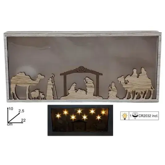 Christmas decoration with nativity and light