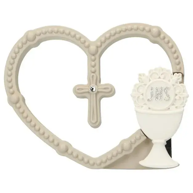 Souvenir de communion : chapelet en coeur + calice à poser