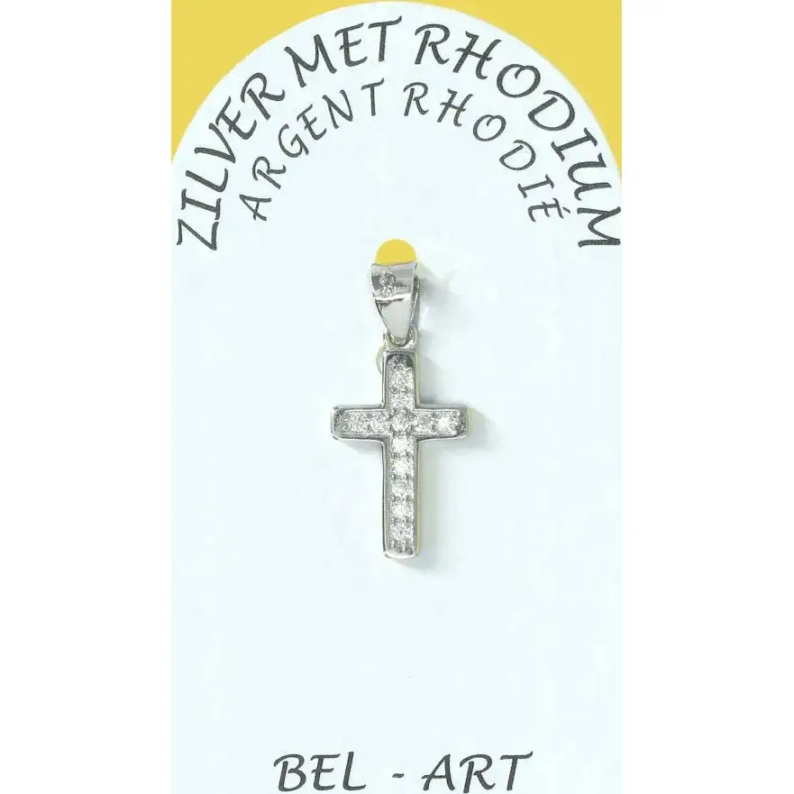 Croix argent avec zircons -15 X 10 mm