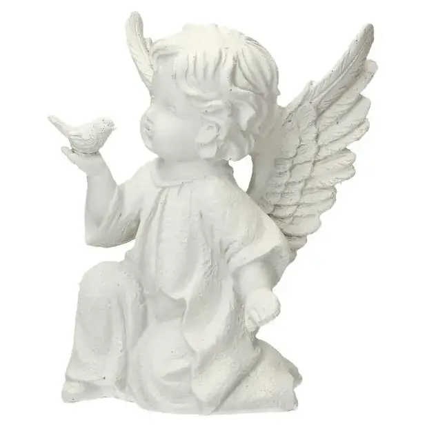 Ange avec oiseau Ht 17 cm