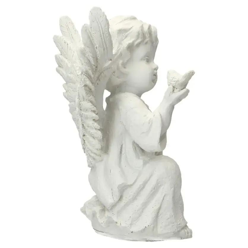 Ange avec oiseau Ht 17 cm